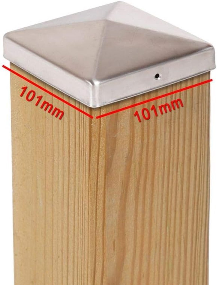 Poostkap Pyramid 101 x 101 mm - RVS - Weerbestendig - Bescherming voor houten poten - ShopVlot