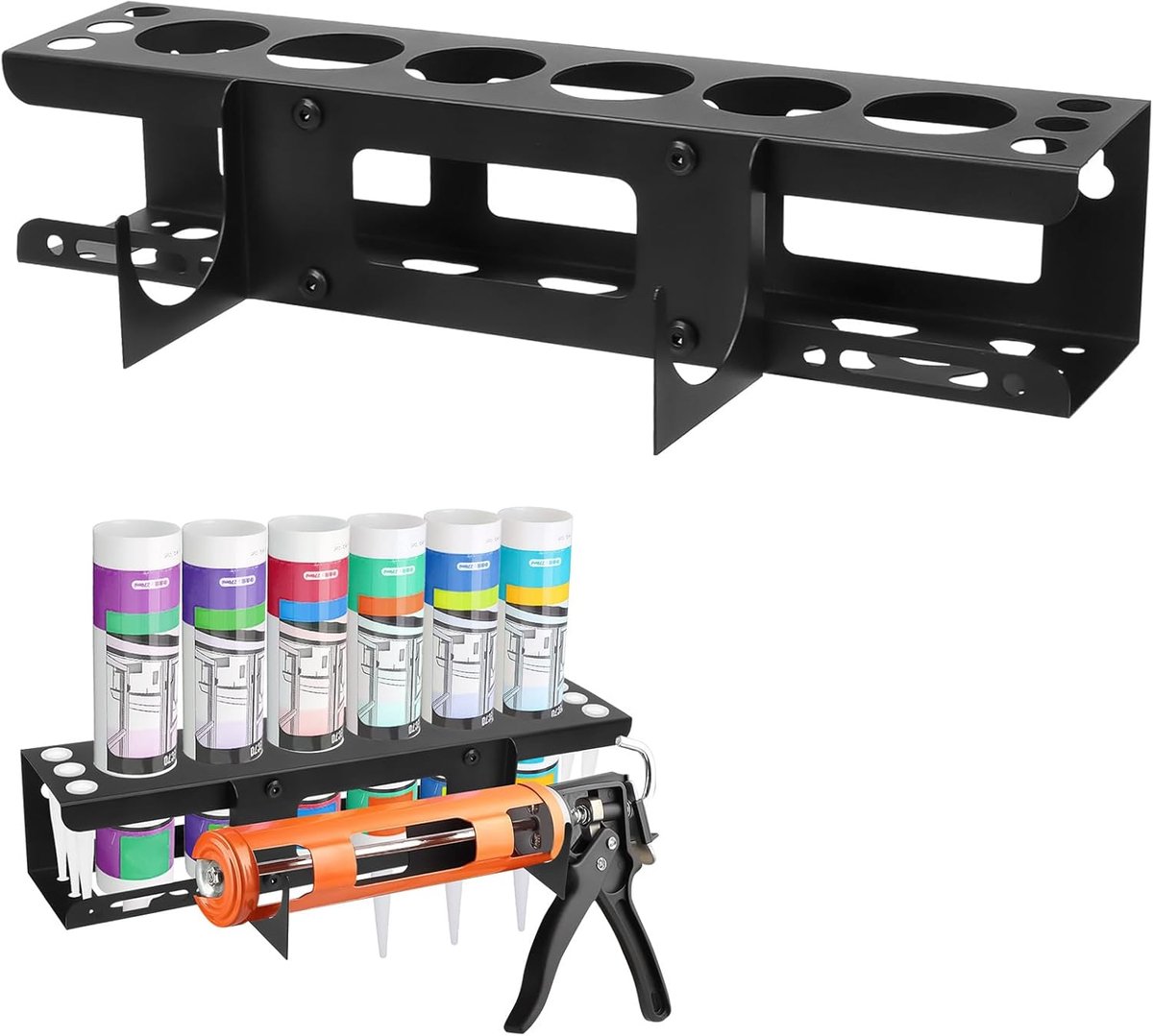 Silicone Tube opslaghouder 41x8.5 cm - Wandmontage - Duurzaam staal - Ideaal voor werkplaats - ShopVlot