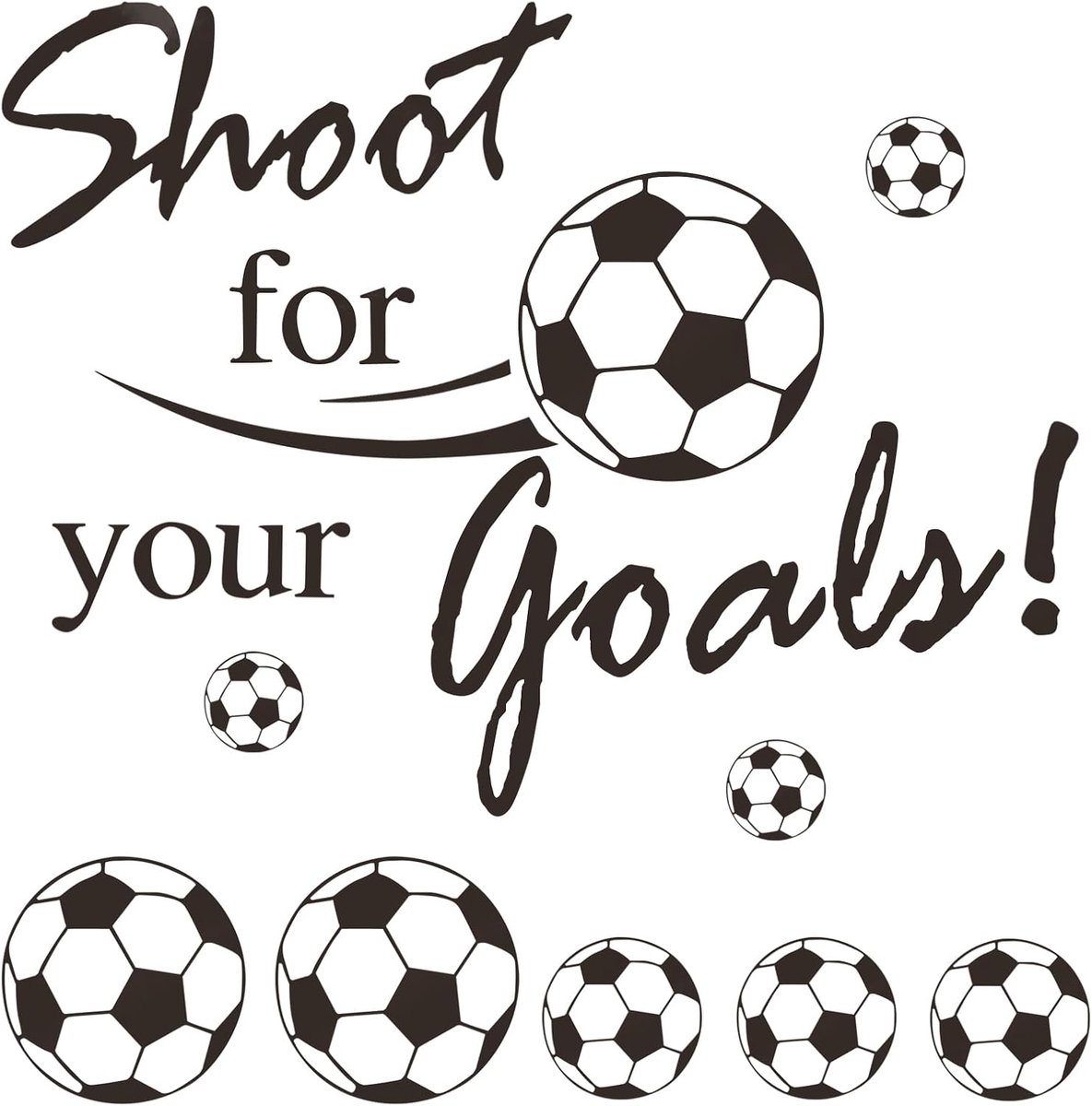 Voetbalstickers 44 stuks - vinyl muurdecoratie - inclusief 'Shoot for Your Goals' - ideaal voor kinderkamer - ShopVlot