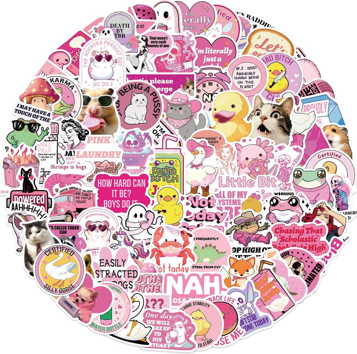 Roze esthetische stickers 100 stuks - vinyl - waterdicht - perfect voor laptop en bagage - ShopVlot