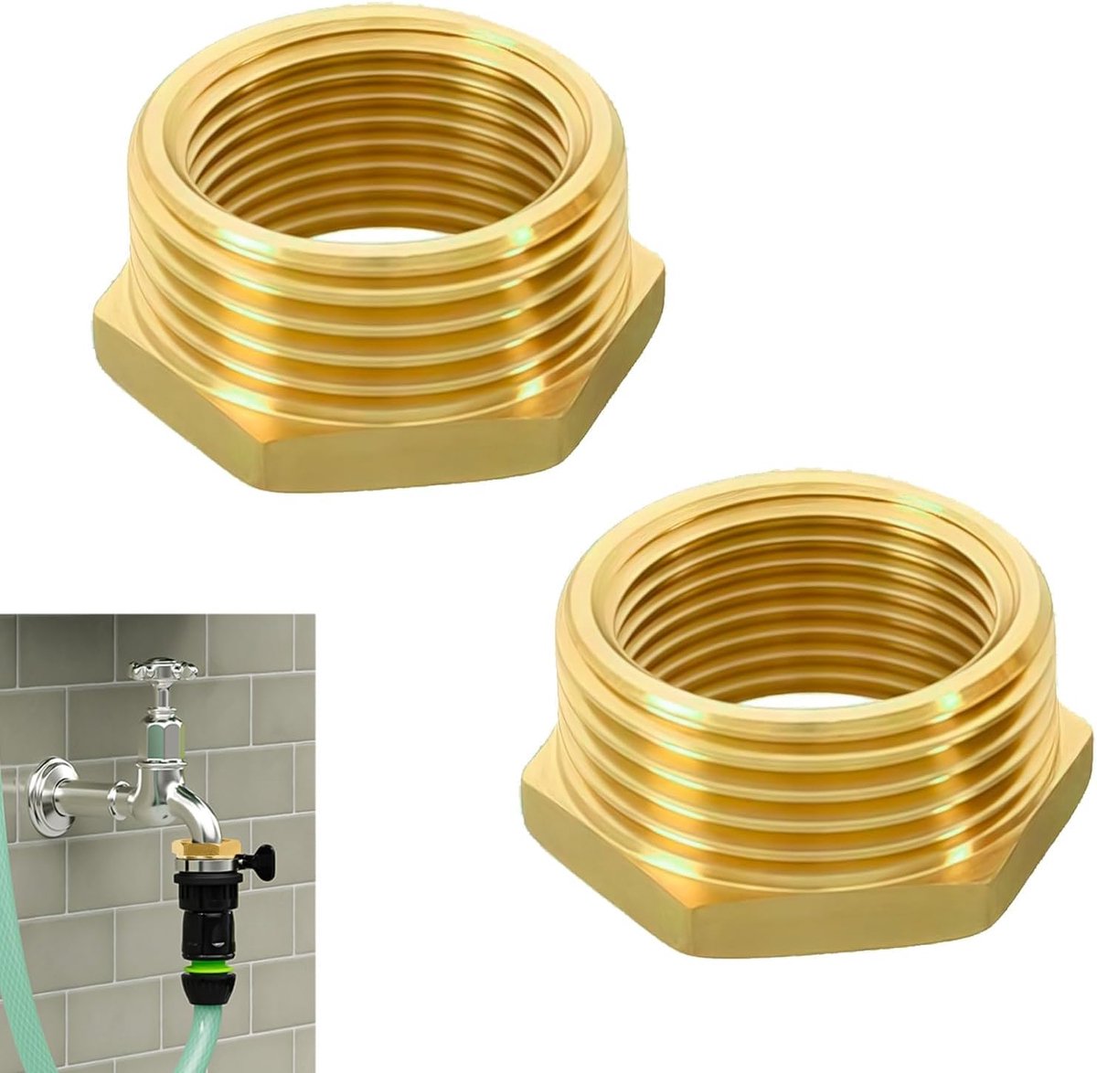 Hose adapter 3/4 naar 1/2 inch - messing - corrosiebestendig - ideaal voor water en gas - ShopVlot
