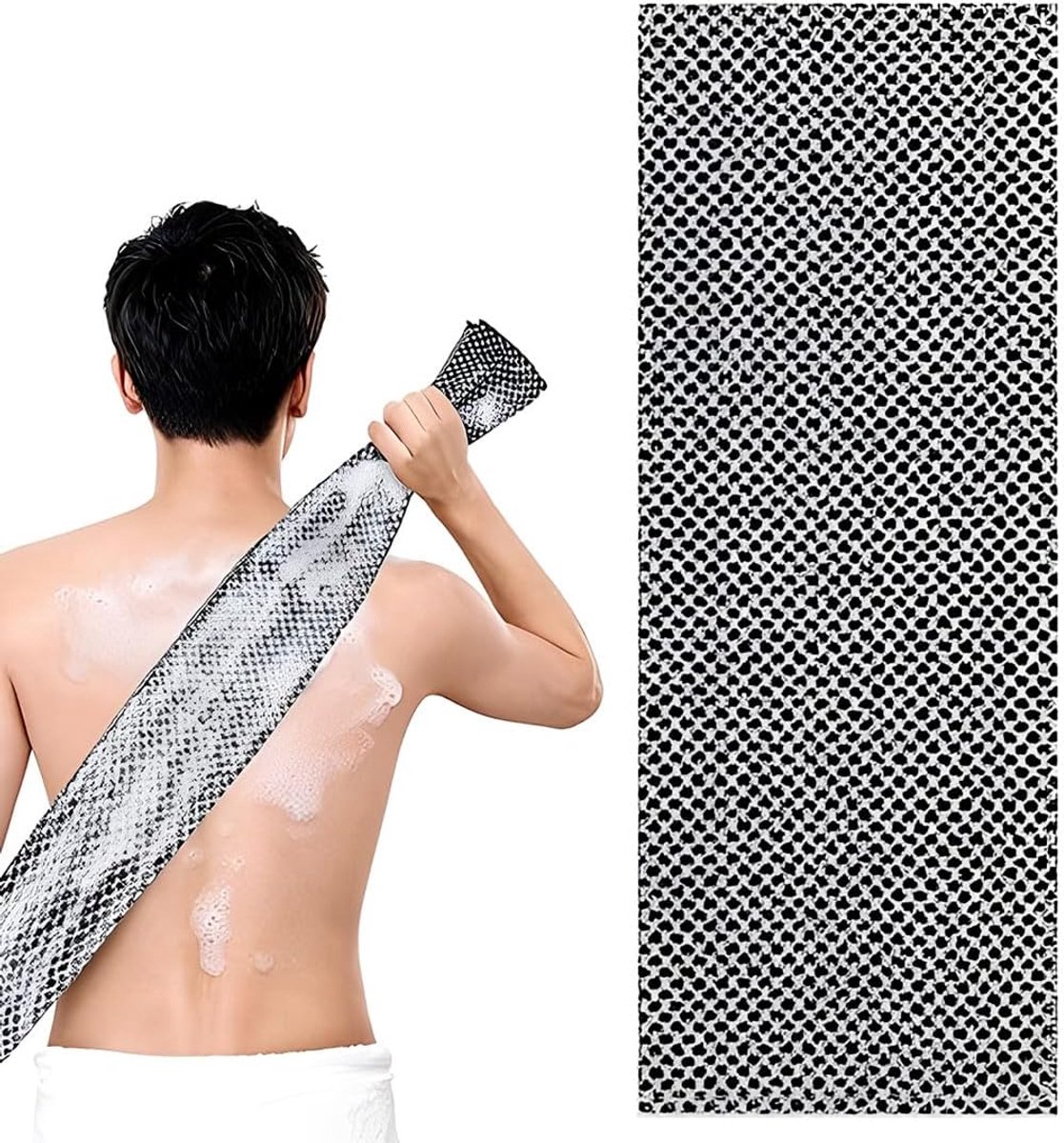 Peelinghanddoek voor de douche - zwarte douchehanddoek - ergonomisch ontwerp - effectieve huidverzorging - ShopVlot