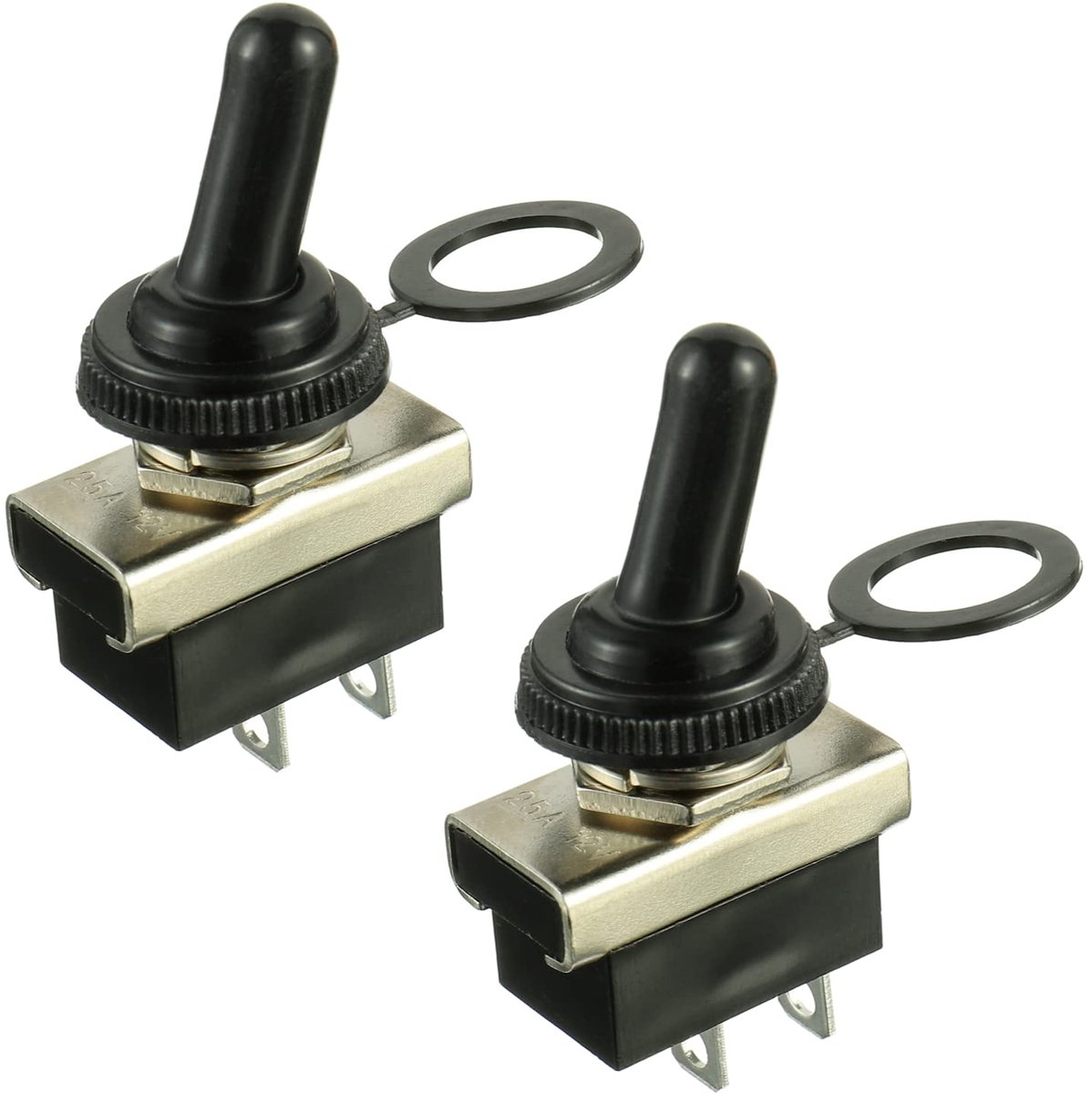 Metalen Rocker Schakelaar On/Off 12V 25A - Waterproof - Rubber Cover - Ideaal voor Elektronische Projecten - ShopVlot