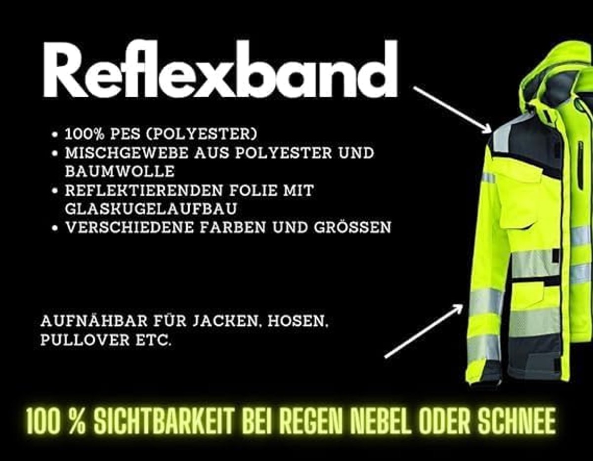 Reflectief tape 5 m - 15 mm breed - polyester - ideaal voor veiligheidskleding - ShopVlot
