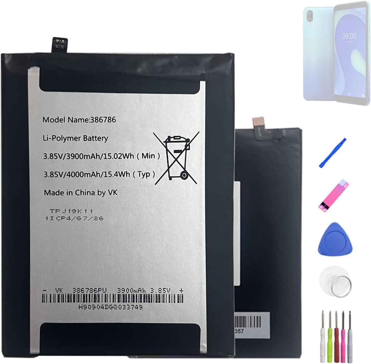 Vervangende batterij 386786 TPJ18K07P - Geschikt voor Wiko Y80/View 3 Pro - Hoge kwaliteit - ShopVlot