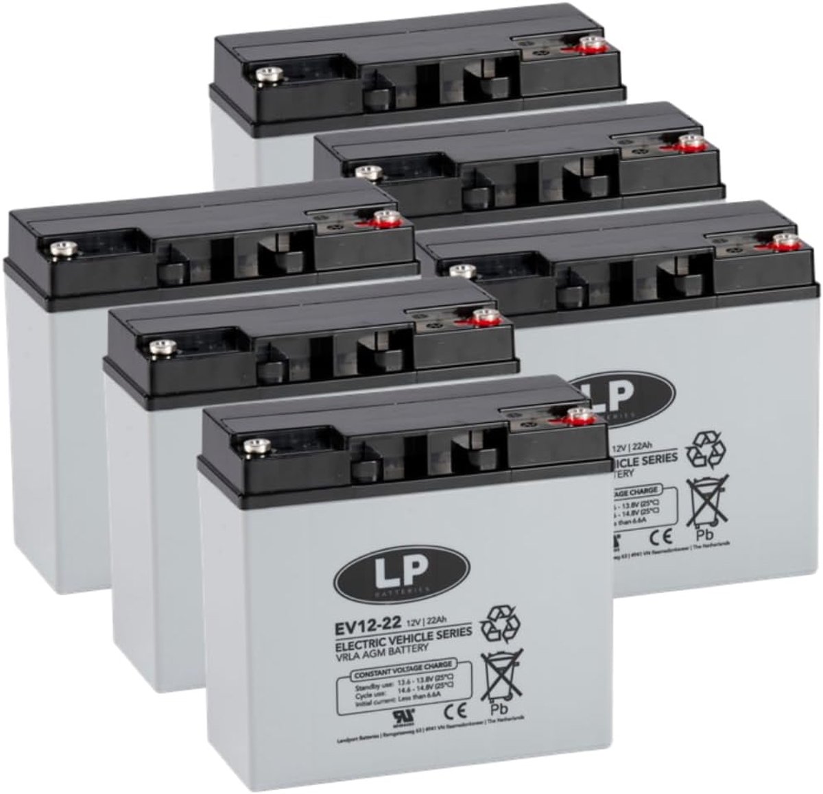 Leadaccu 72V 22Ah - 6x 12V 22Ah - Hoge cyclusstabiliteit - Ideaal voor intensief gebruik - ShopVlot