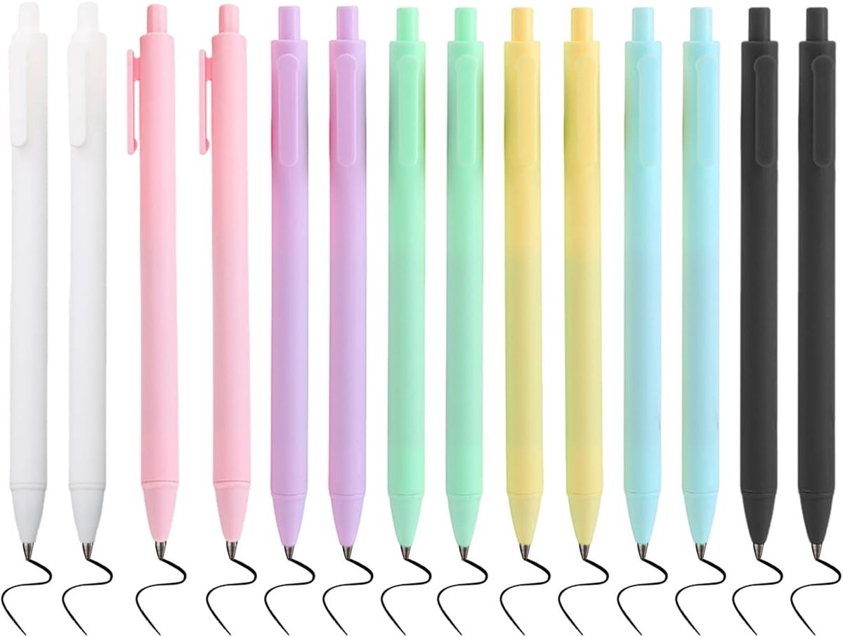 Pennen set 14-delig - kunststof en roestvrij staal - neutrale kleuren - perfect voor studie en kantoor - ShopVlot
