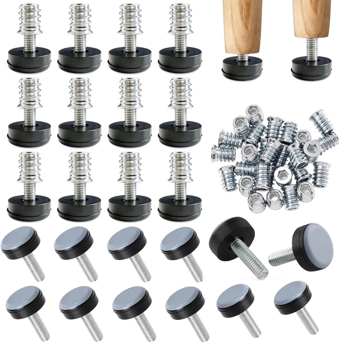 Verstelbare meubelglijders - 24 stuks met M6 buitendraad - PTFE-basis - Bescherming voor meubels - ShopVlot
