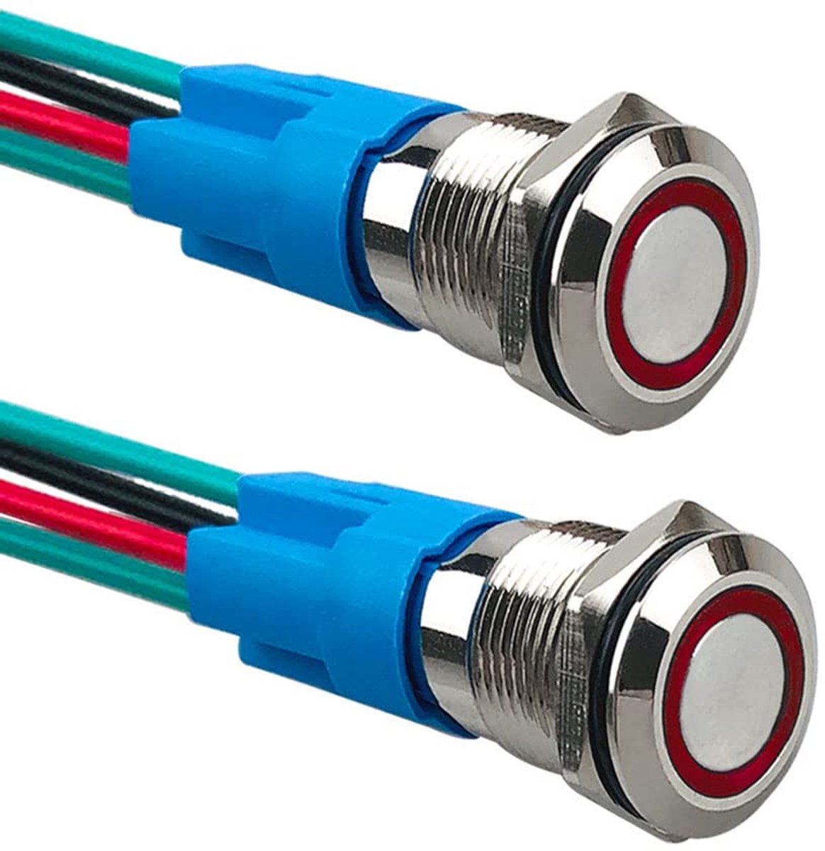Drukknopschakelaar 12mm - RVS - Waterdicht IP66 - Eenvoudige installatie met LED - ShopVlot