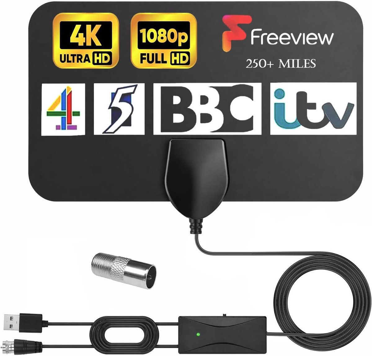 Interne tv-antenne - krachtige versterking - 250+ mijl dekking - geniet van gratis HD-kanalen - ShopVlot