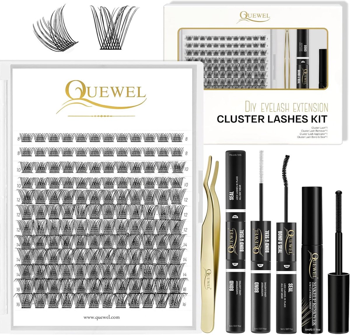 Eyelash extensions 144 stuks - cluster-lashes kit - langdurige bond en seal - ideaal voor beginners thuis - ShopVlot