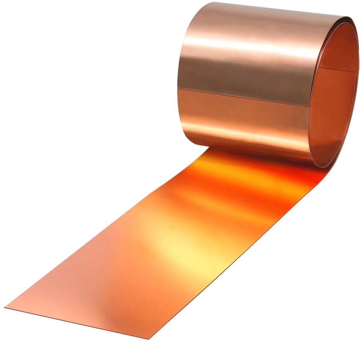 Koperplaatrol, 1000 x 100 x 0,1 mm, zachte koperen band van 99,9% zuiver koper, buigzaam en geleidend, voor dak, doe-het-zelvers, elektronica, kunst en modelbouw