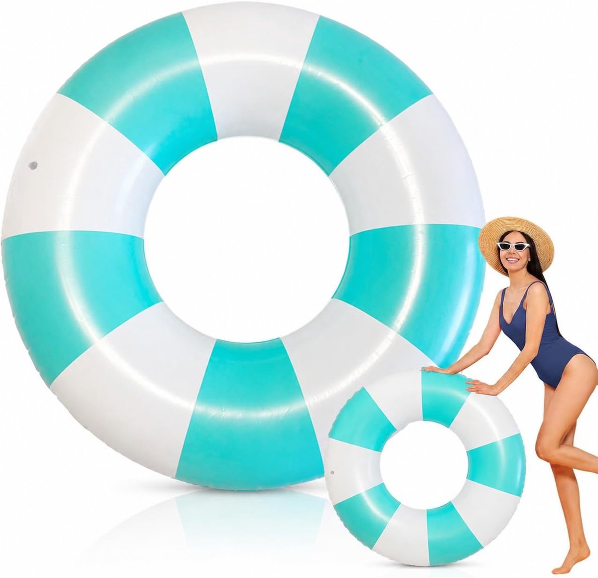 Zwemring, opblaasbare zwemring voor volwassenen, vintage, gestreept, opblaasbaar, voor vakantie, zomer, strand, zwembad, plezier aan het water