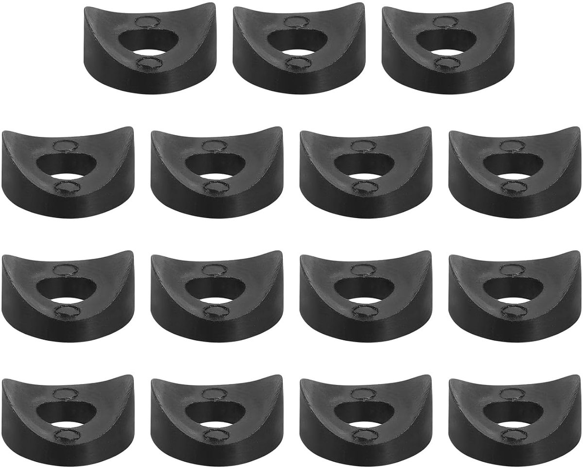 80 stuks ronde sluitringen van kunststof, 6 mm x 16 mm x 3 mm, zwart, concave sluitringen van PE, afstandhouder, bevestigingsvoorziening voor ronde buizen