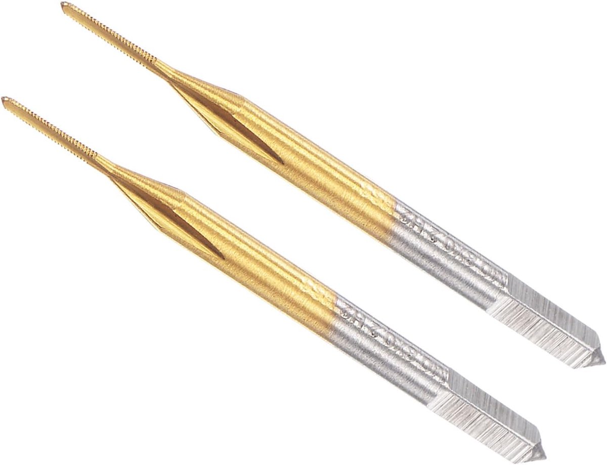 Draadkraan, M0,8 x 0,2 schroefdraadmaat 3 rechte fluiten, hoge snelheid staal draadtappen reparatiegereedschap - (Toepassingen: voor het tappen van roestvrij staal koper aluminium), 2-delig