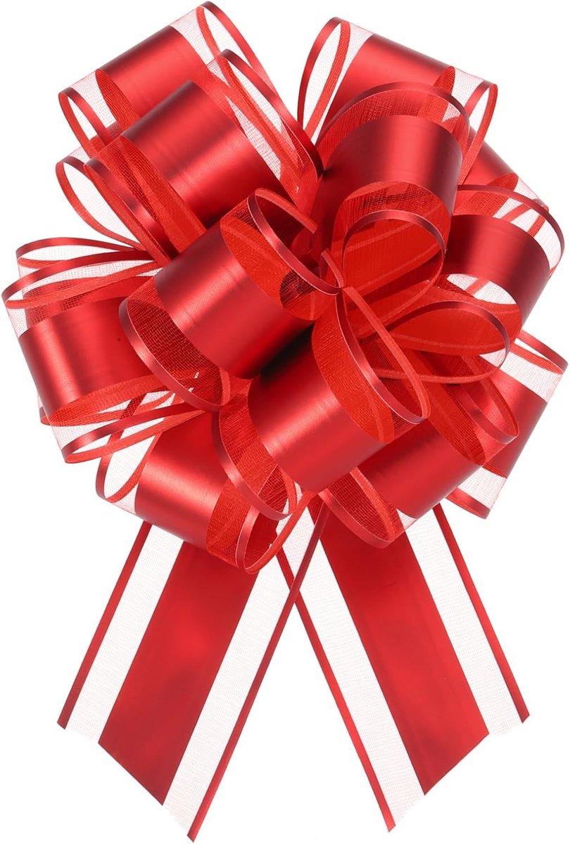 Strikken, 15 x 20 cm, glanzend, organza trekstrik, cadeaustrik, decoratieve strikken voor knutselen, verpakken, bruiloft, verjaardag, Kerstmis (rood)