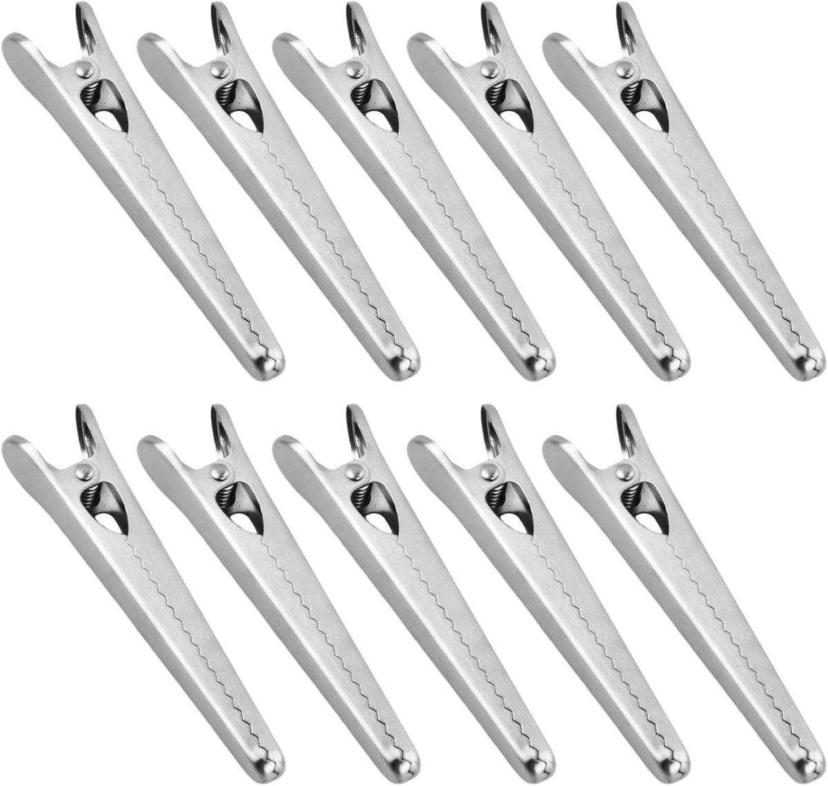 10 stuks voedselsluitclips, zilverkleurig, sluitklemmen, metaal, groot, zakclips, sluitclips, roestvrij staal, voor brood, koffie, havermout, levensmiddelen, keuken en huis (A)