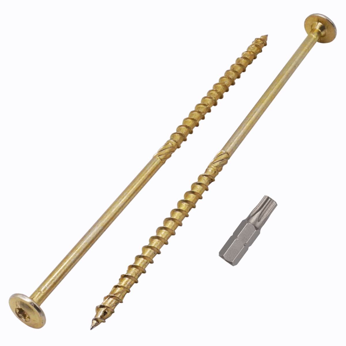 (Pack van 8 stuks) Gegalvaniseerd staal 6,0 x 140 mm gele houtschroeven, torx-kop, wafelkop, houtschroeven, gedeeltelijk schroefdraad (8, 6,0 x 140 mm)