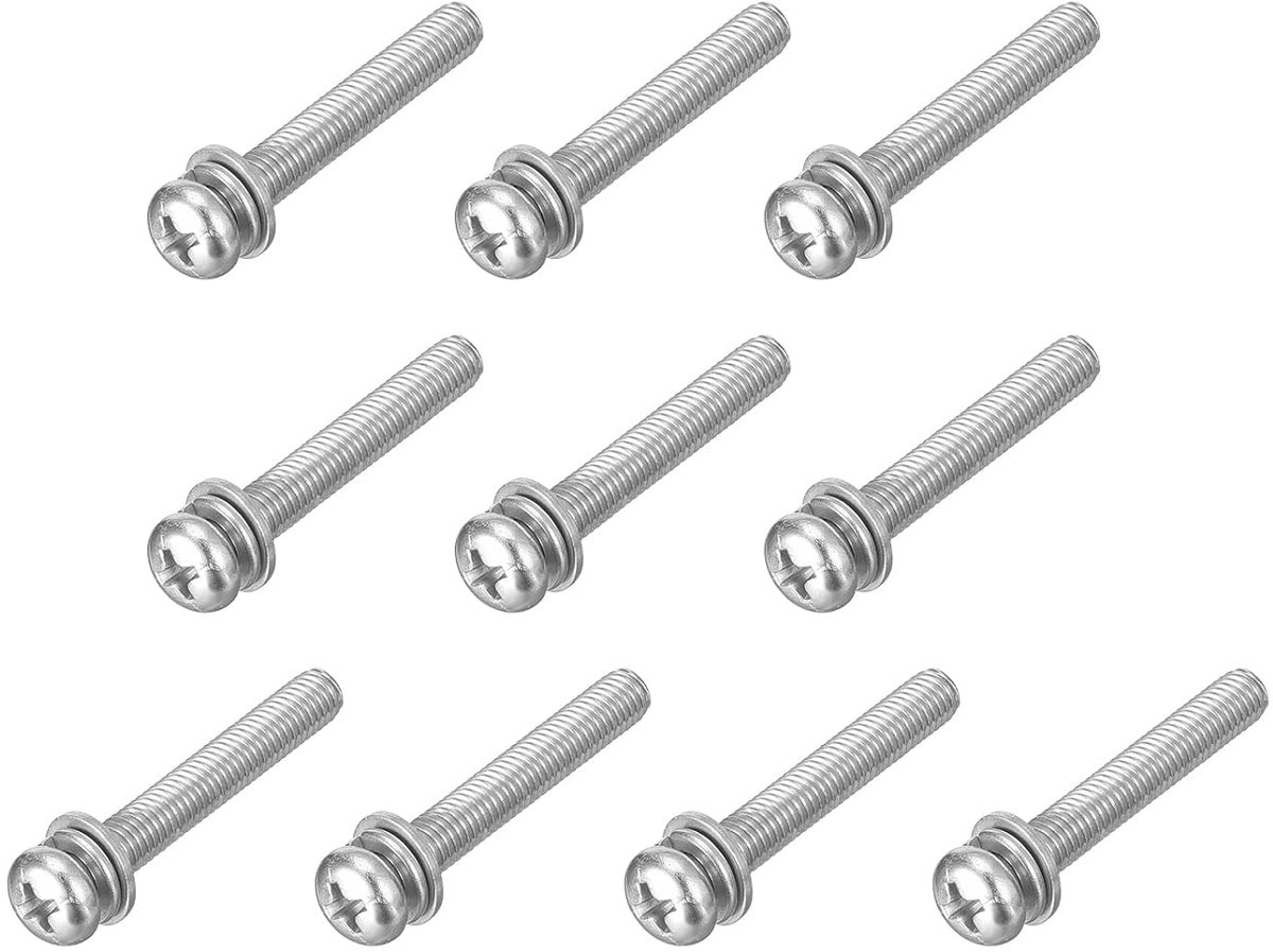 M5 x 35 mm 304 roestvrij staal Phillips Pan Head machineschroeven bouten gecombineerd met veerring en sluitringen 10 stuks