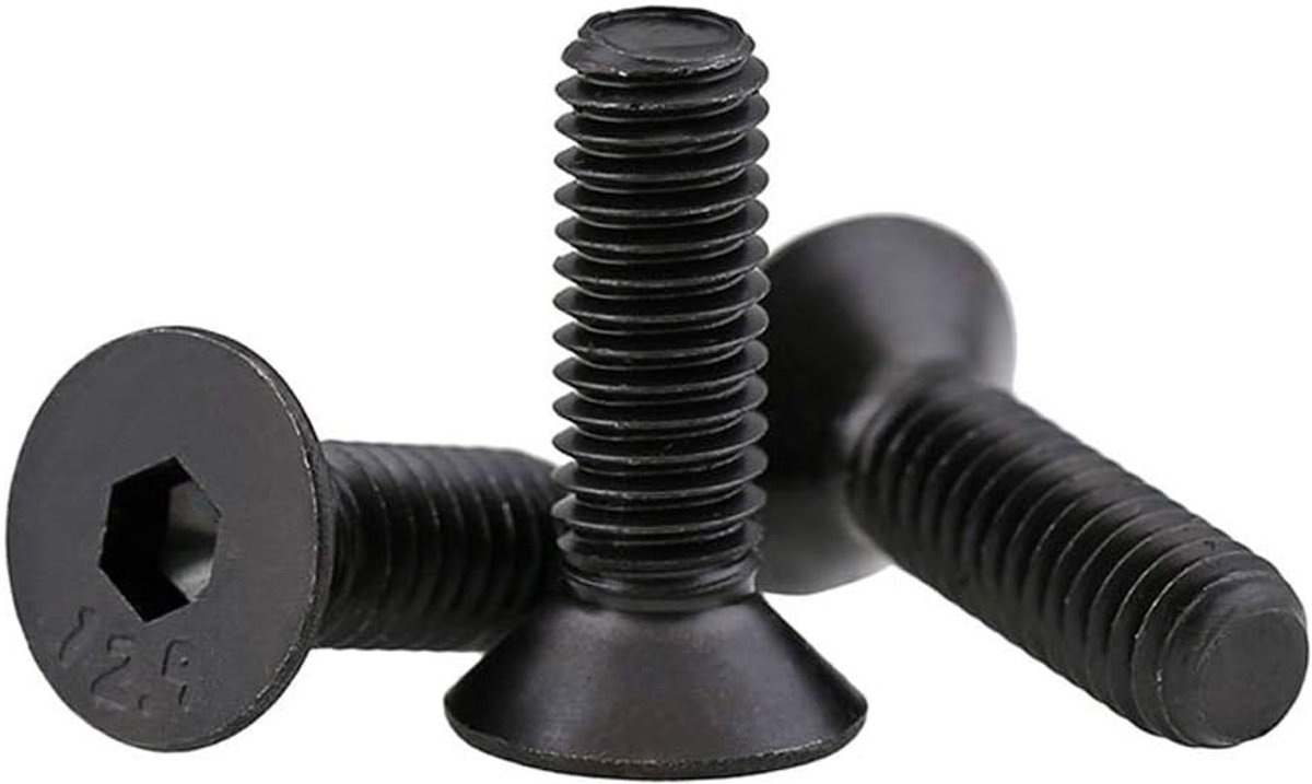 Koolstofstaal Hex Verzonken Platte Bouten Schroeven, M6×20mm,20 stuks