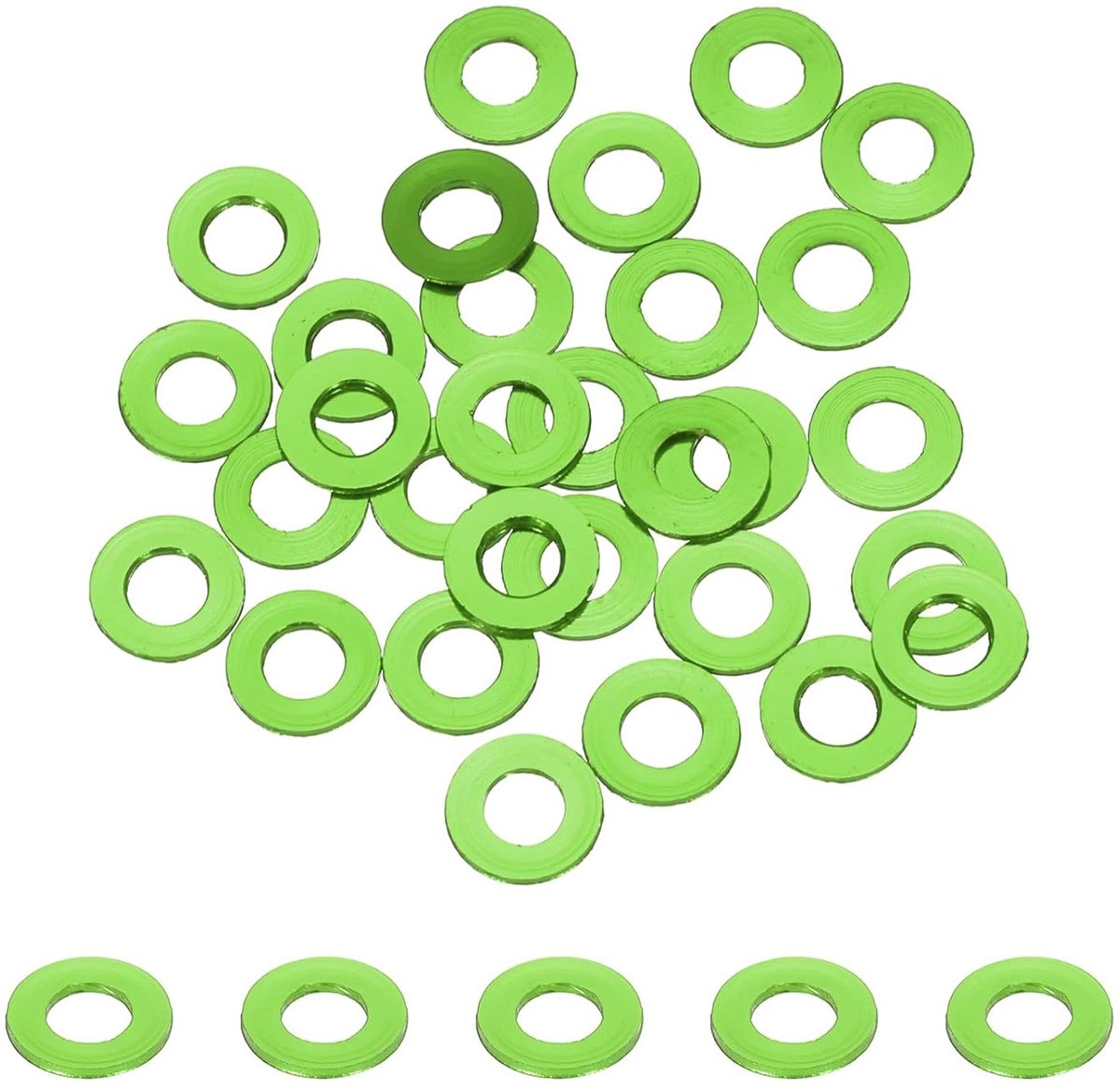 Platte sluitringen van aluminium, geanodiseerde verzonken schijf, gatdiameter 3 mm/0,12, ronde sluitringen voor RC/FPV/PC/mechanische drones, modelonderdelen (groen)