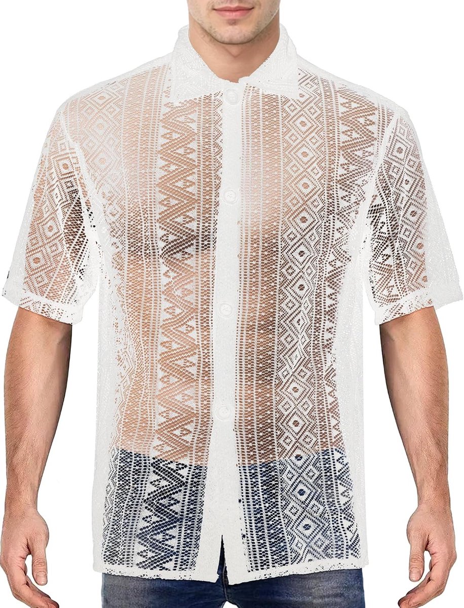 Camiseta de Malla Transparante de Malla Disco Camiseta de Verano Bolsillos blouse blouse de Lencería