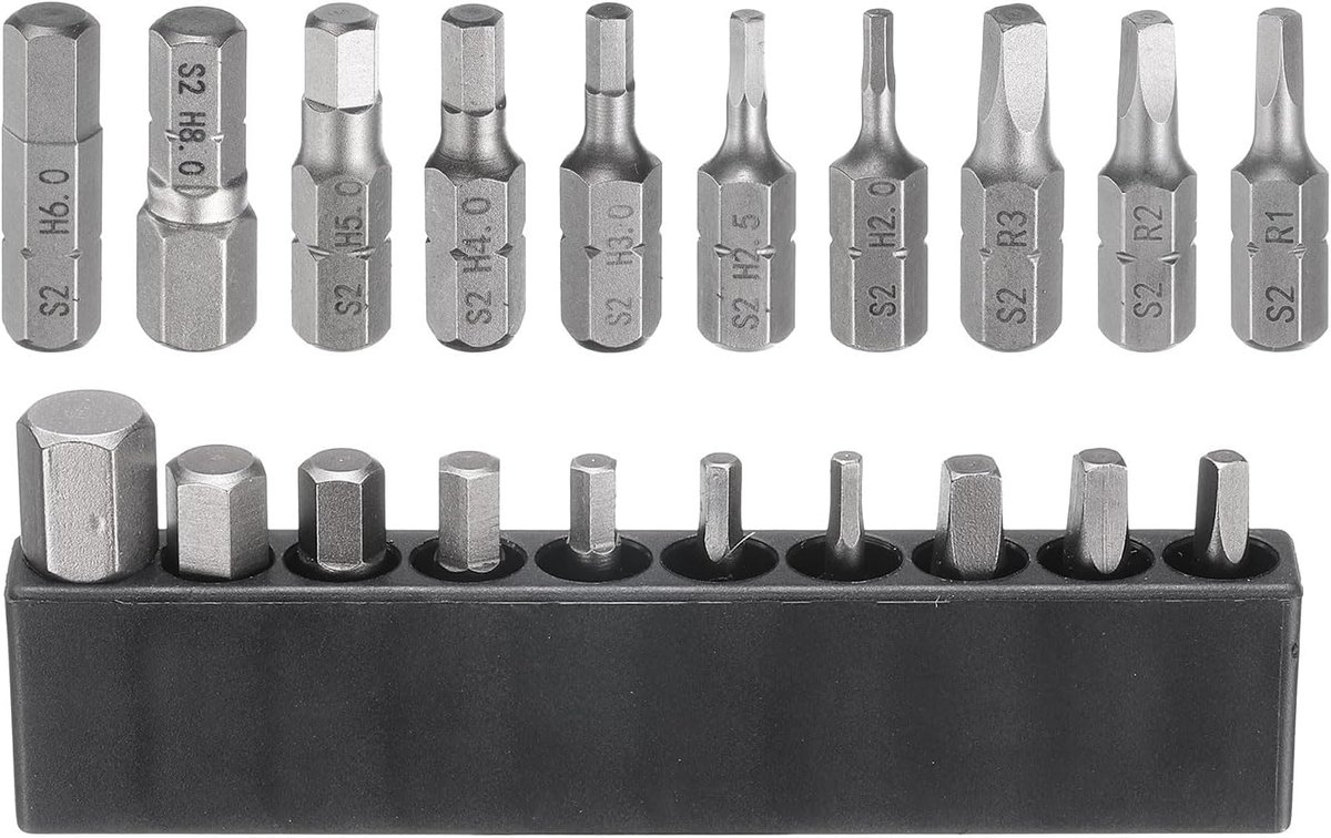 10-delige zeskantige schroevendraaierbitset H2.0 H2.5 H3.0 H4.0 H5.0 H6.0 H8.0 R1 R2 R3 S2 staal 1/4 inch zeskantige schacht bitset magnetische boorbits met bithouder