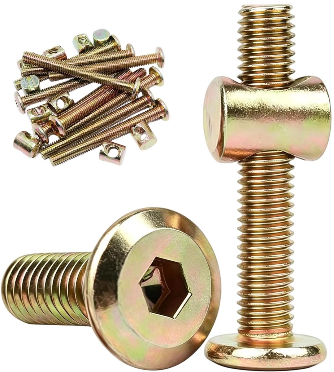 20 stuks meubelschroevenset, M6 x 60 mm verbindingsschroeven met moeren, hoogwaardige wieg schroeven voor bed, hoofdeinde, stoel, kast en diverse meubelmontage