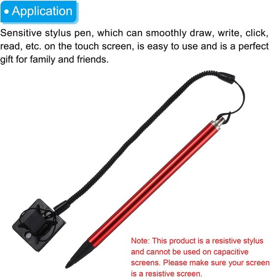2 stuks resistieve touch screen stylus pen capacitieve pen met veerweerstand voor auto-navigatie GPS Pos, zilver, rood — afbeelding 5
