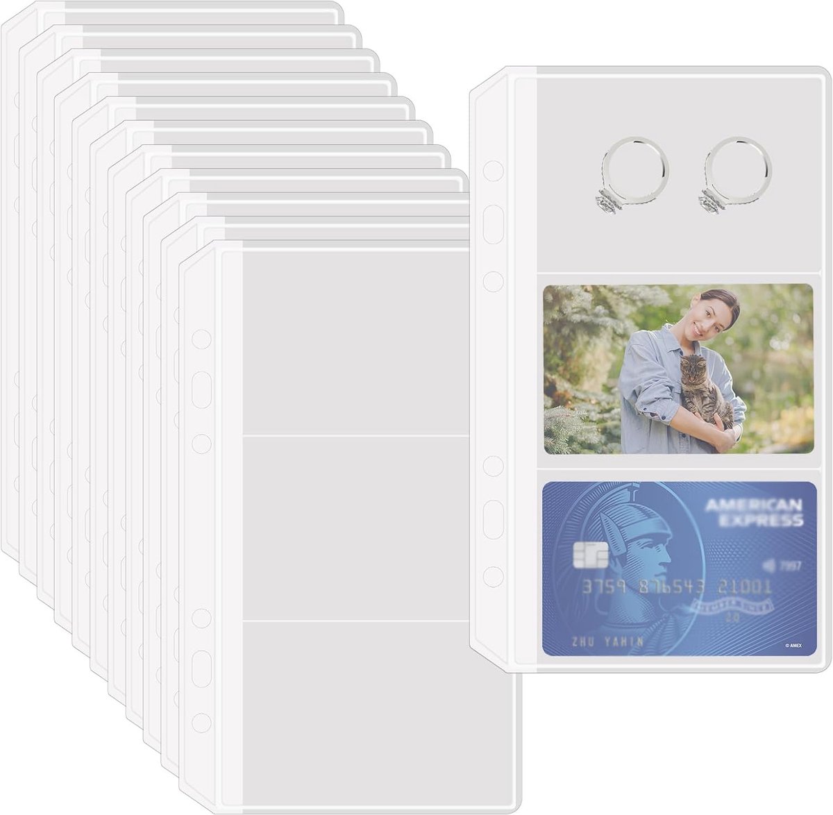 SnelShoppen - 10 Stuks A6 Transparante Ringbinderhoezen met 3 Compartimenten en 6 Gaatjes - Waterdichte Clear Covers voor Documenten, Notebooks en Ste