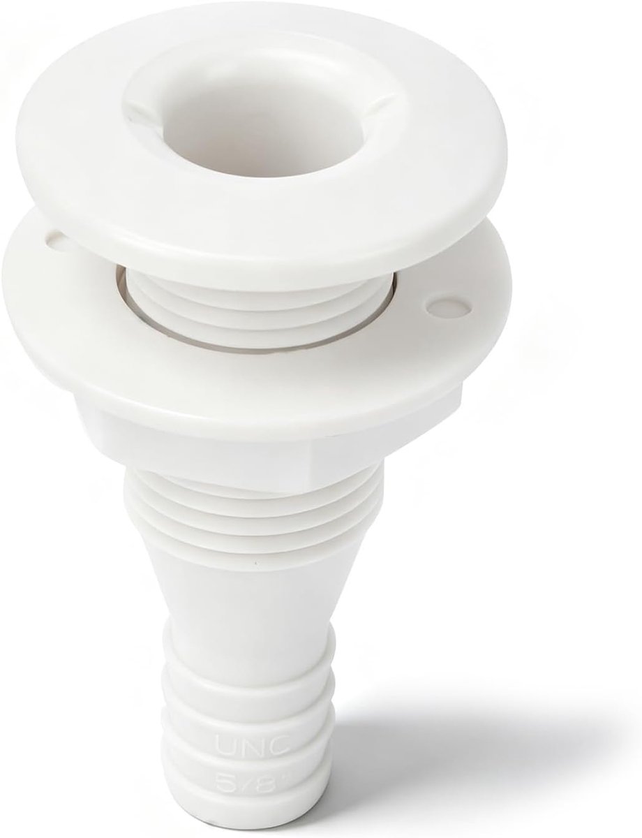 Marine Rechte Doorvoer Fitting ABS Kunststof Water Afvoer Uitlaat Sanitair Klep Slang Doorvoer Afvoer Connector voor Boot, Jachten (5/8" 73mm)