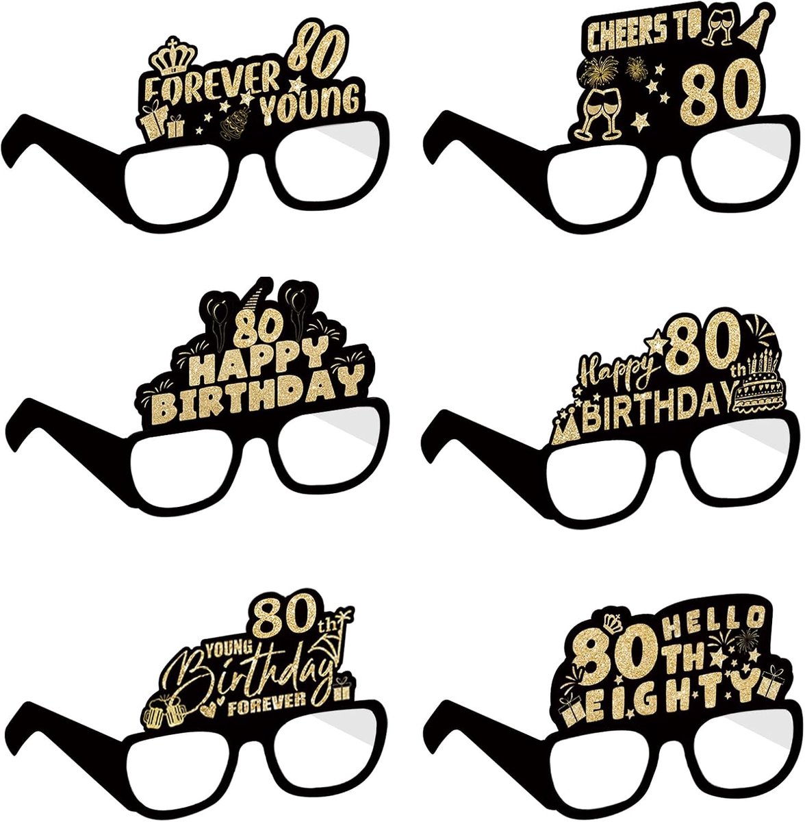 verjaardagsfeesten, 6 stuks decoraties voor verjaardagsfeest, decoratie van grappige papieren verjaardagsglazen, accessoires voor de fotocabine voor vrouwen en mannen