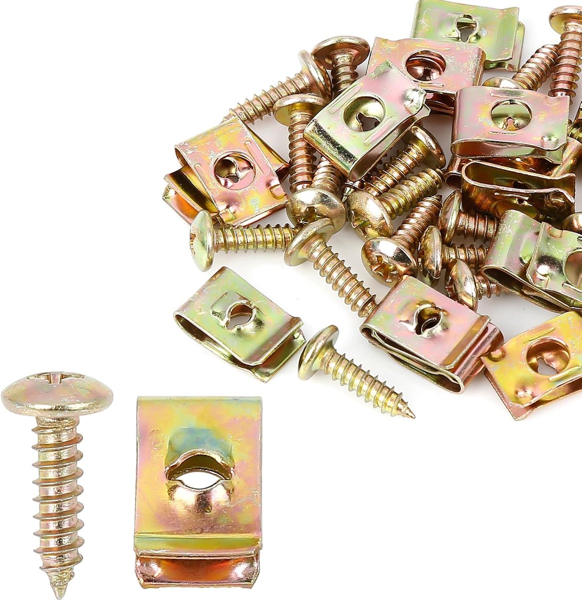 AUTOHAUX 20 sets 4,2 x 16 mm auto nietjes U-nietjes schroeven assortiment brons