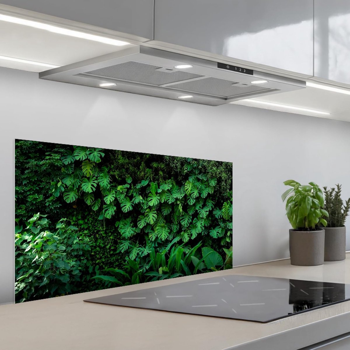 Keukenachterwand 45x90 cm zelfklevend keuken decoratie accessories home kitchen spatscherm Natuur - Bos - Groen - Monstera