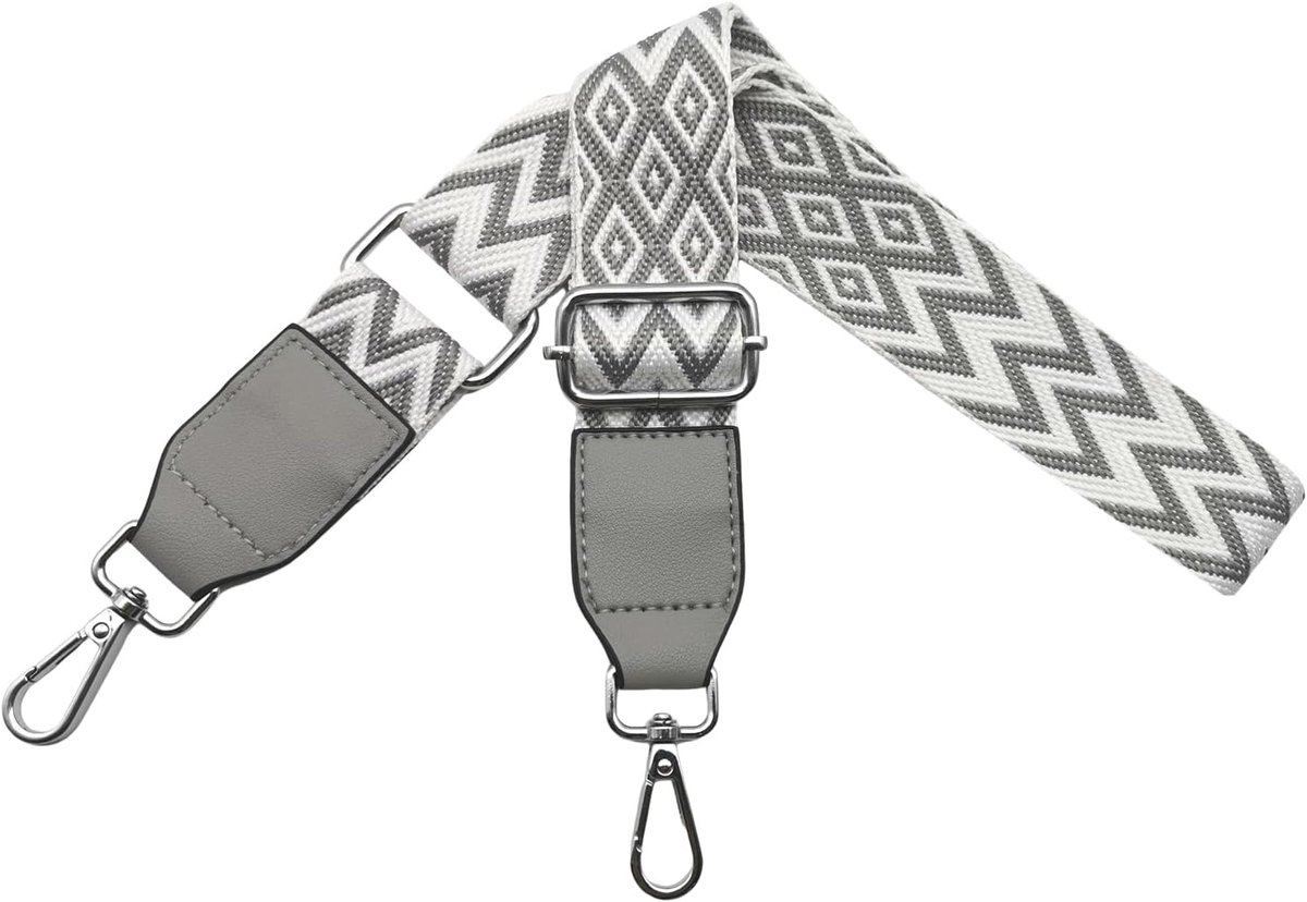 Tasriemen om te wisselen, schouderriem voor tassen, breed, 3,8 cm, van leer met zilveren karabijnhaak, schouderriem, tasriem voor dames, doe-het-zelf accessoires, grijs, W06