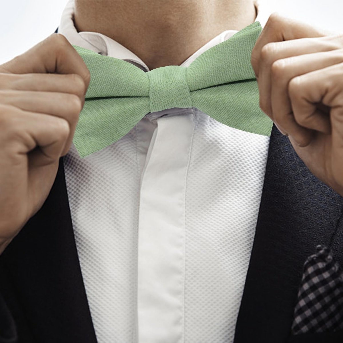 1 Verstelbare Vlieg Voor Jongens, Monochrome Erwtengroen, Elastische Vlieg, Kingaccessoires, Dansdecoraties Van Schoolfeestjes