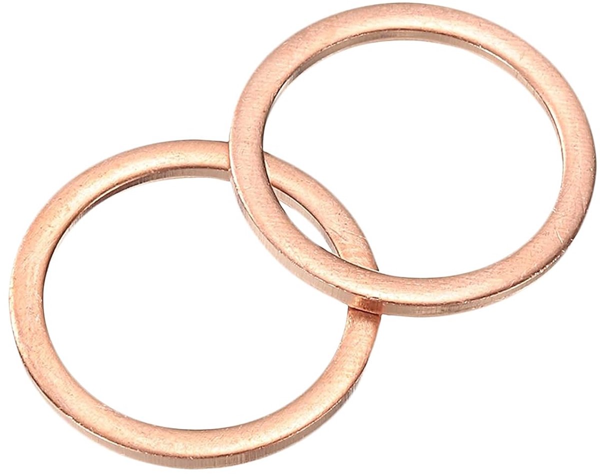 M16 sluitring, 26 stuks koperen ringsluitringen, 20 mm OD 1,5 mm dik, metalen afdichtring voor schroeven, bouten, moeren