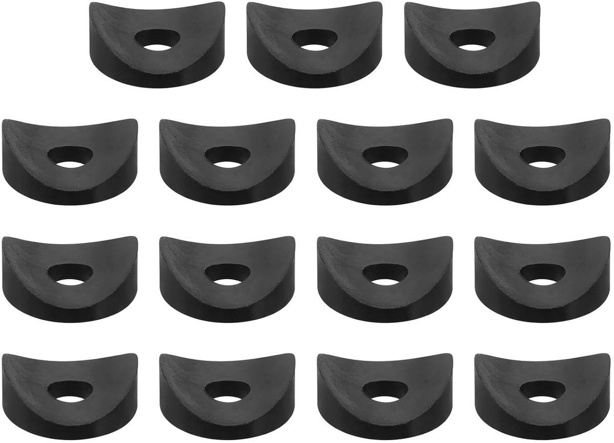 80 stuks ronde sluitringen van kunststof, 6 mm x 19 mm x 3 mm, zwart, concave sluitringen van PE, afstandhouder, bevestigingsvoorziening voor ronde buizen