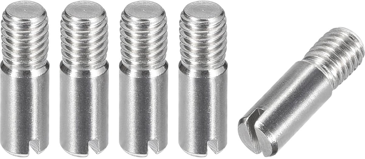 Sourcing map 5 stuks M5 x 16 mm cilindrische pin met sleuf van 304 roestvrij staal met buitendraad voor het positioneren van meubels en kasten