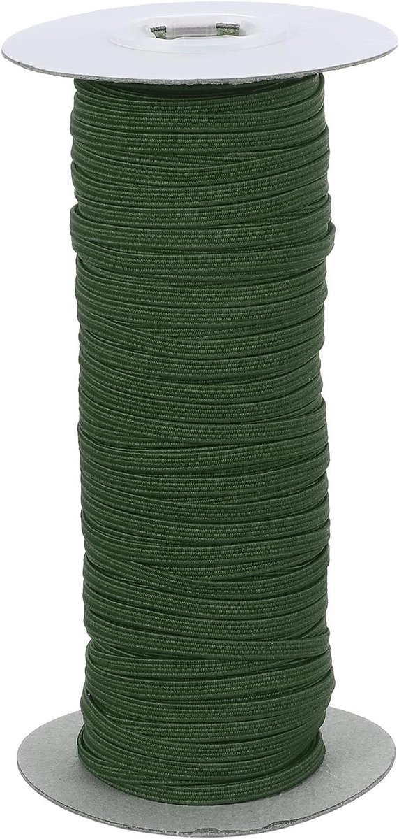 Elastische banden, 3 mm x 45 meter, polyester plat elastisch koord, stretchband voor naaien, knutselen, doe-het-zelf, olijfgroen
