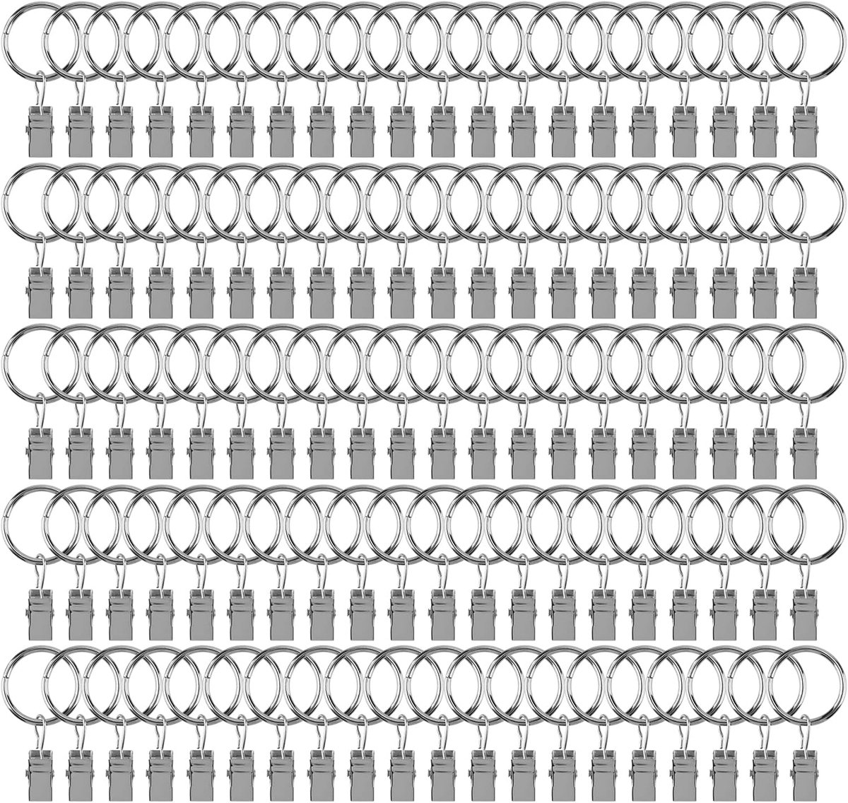 Gordijnklemmen 100 stuks - 25 mm binnendiameter - zilver - ideaal voor gordijnen - SnelShoppen