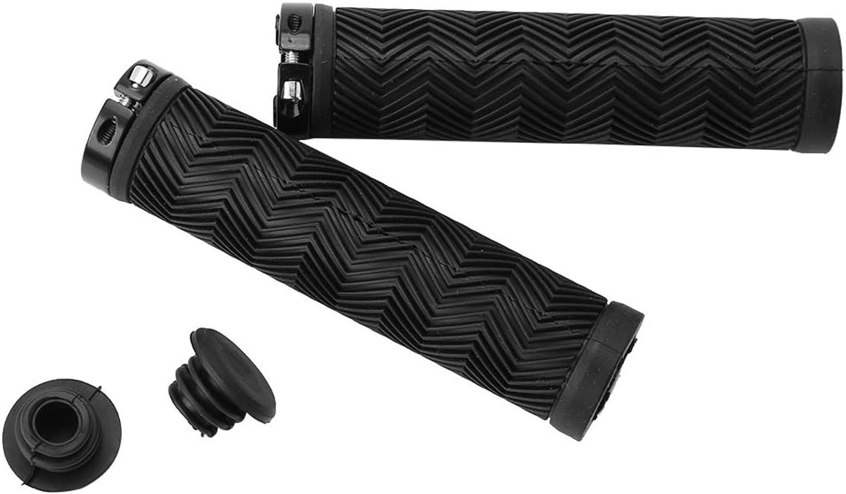 Stuurgrepen voor fiets, rubber, antislip, met slot van aluminium, voor scooter, cruiser, rolstoel, stad, fiets,