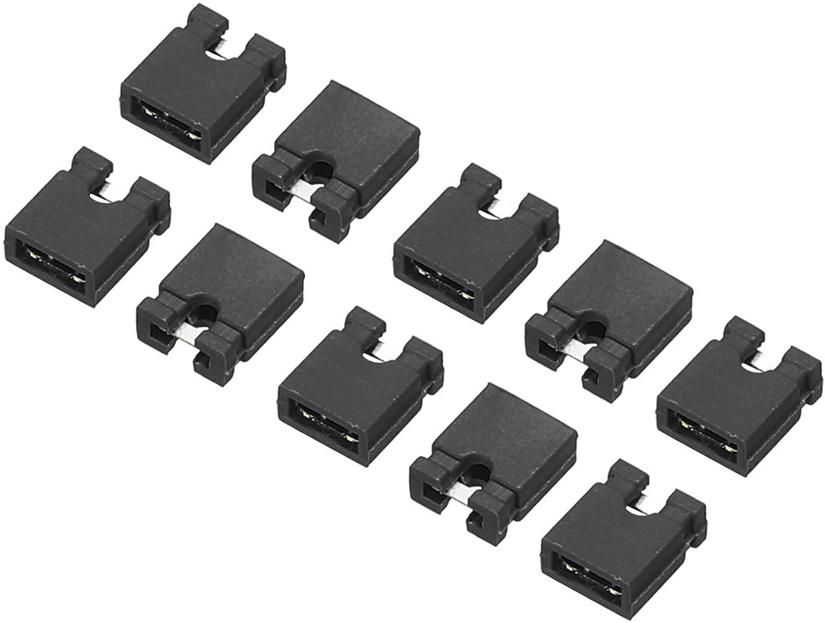 Sourcing map 2,54 mm jumperkap, standaard printplaten, jumper doppen, shunts, kortsluitverbinding, stiftblokken, zwart, 50 stuks