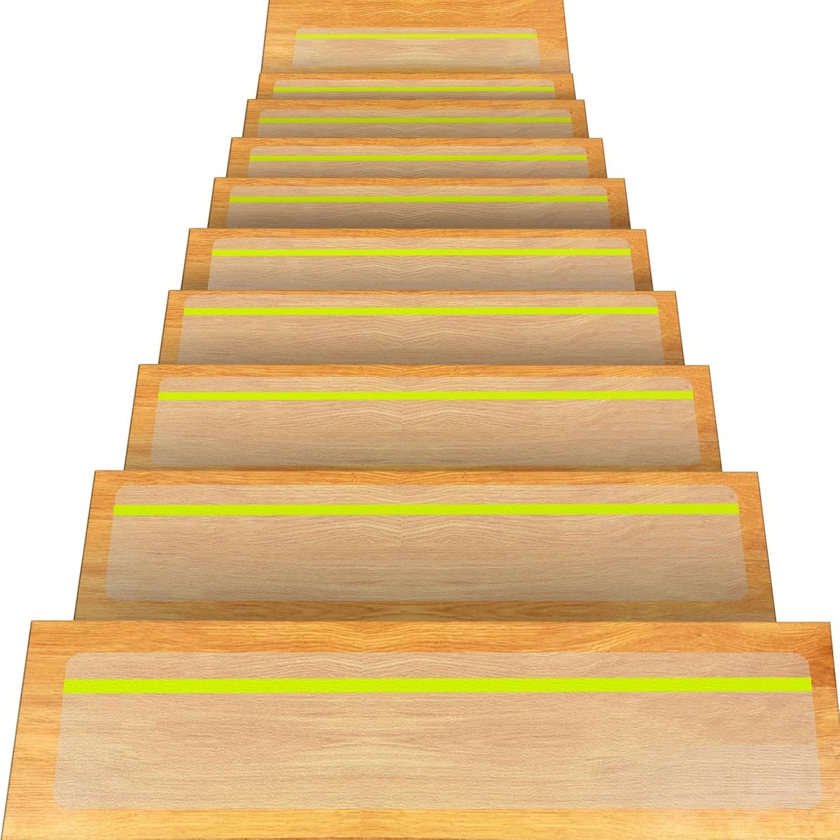 tape, fosforescerend, 60 cm x 15 cm, 15 stuks | Antislip trapband, antislip, transparant, voor binnen en buiten