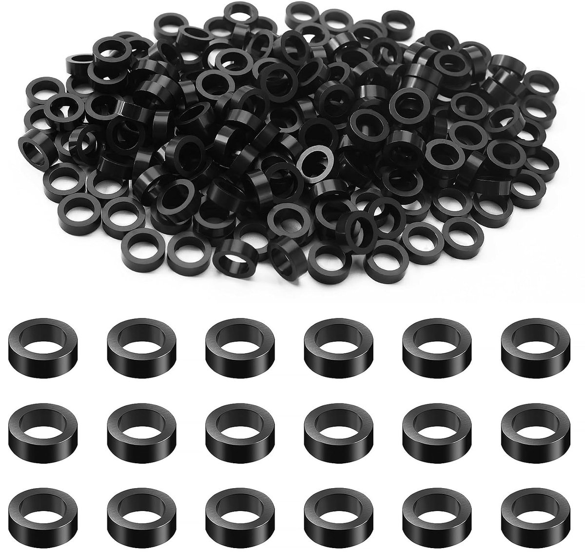 200 Stuks M6x9x3 mm ABS Ronde Afstandhouders, Afstandhouders Zonder Schroefdraad, voor M6 Schroeven, Zwart