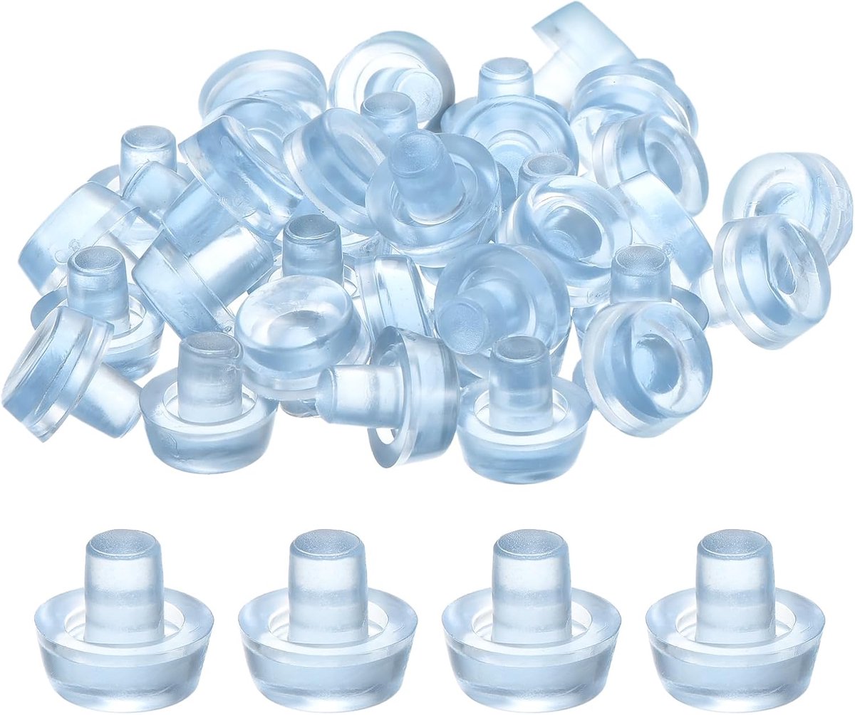56 stuks randbescherming voor tafelblad glas met schacht, 6 mm randbescherming van transparant rubber, afstandhouder, antislip, anti-botsing, wandeling voor meubelkasten (voor 1/4 inch gat)