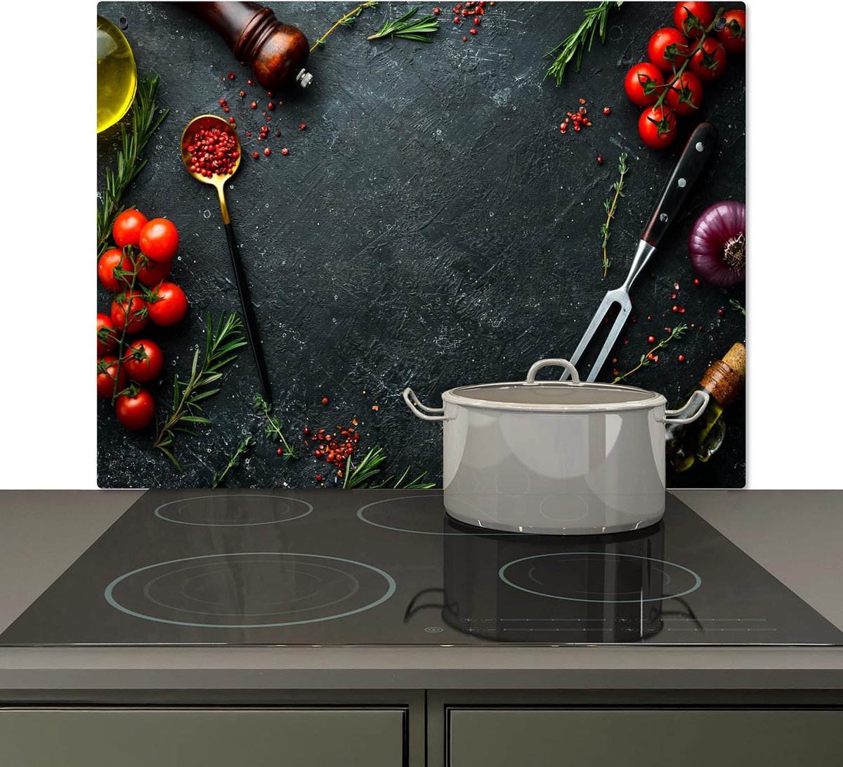 Spatscherm Keuken 51.5x76 cm Kookplaat Achterwand Beschermer Muur Spatwand Fornuis Aluminium Hittebestendig - Stilleven - Kruiden - Italiaans - Specerijen
