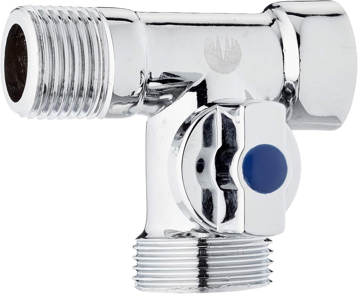 114595 T-stuk voor ingang vaatwasser, MF1/2"-aansluiting M3/4"-zijstopcontact van verchroomd messing