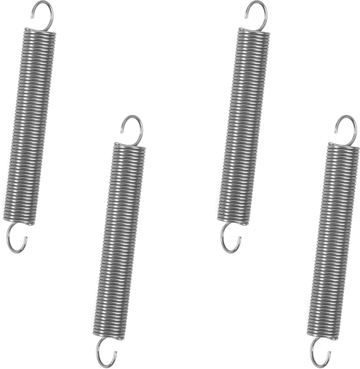 Verlengveren, 90 mm, trekveren met haken, 90 graden, roestvrijstalen veer, buitendiameter 12 mm, draaddiameter 1,2 mm, dikte 3,2 kg, 4 stuks