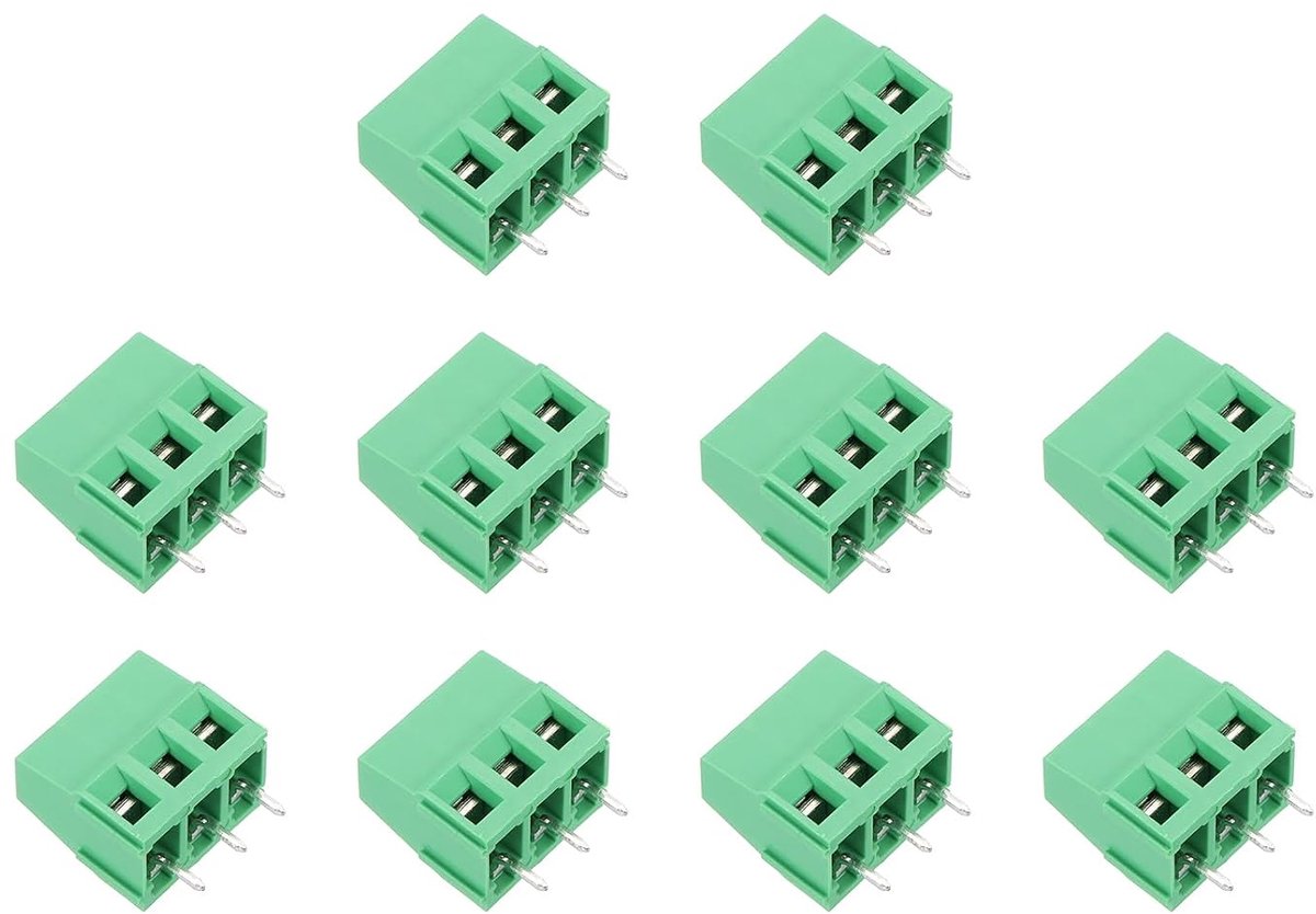 PCB-klemmenblokken, 10 stuks, 3-polige printplaatmontage, 5 mm, 300 V, 10 A, voor elektronische projecten